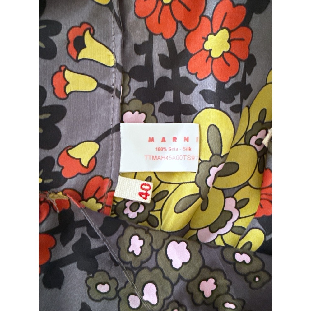 Authentic Marni 100% Silk Vibrant retro Floral Cascading Ruffle Floral Shell Top - Picture 5 of 13